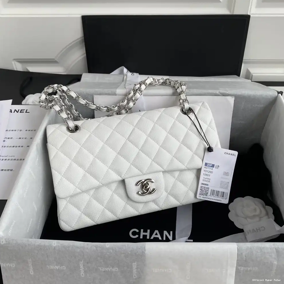 Hyper Peter A01112 White Bag Large Calfskin Flap 2.55 CHANEL Leather 0624
